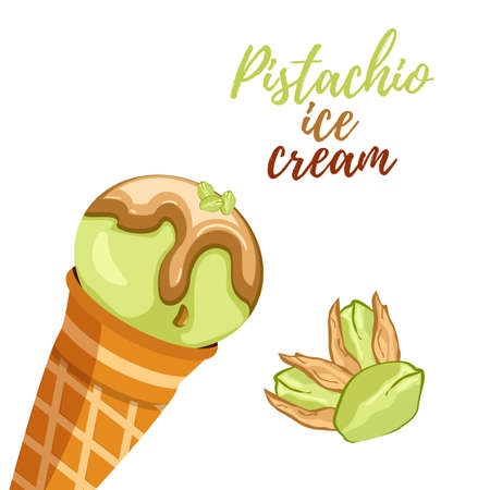 Happy National Ice Cream Day Poster. Sweet cold dessert greeting card. Chocolate ice cream holiday celebration banner.のイラスト素材