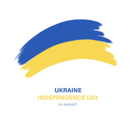 Ukraine happy independence day vector banner, greeting card. Watercolor brush stroke flag background. Classic national country flag with abstract watercolor grunge brush flagのイラスト素材