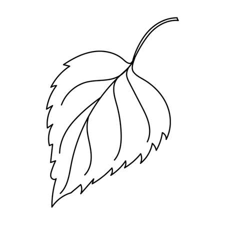 Autumn leaf in a linear style organic natural tree leaf. Isolated outline drawing modern minimalistic outline illustration isolated on white.のイラスト素材