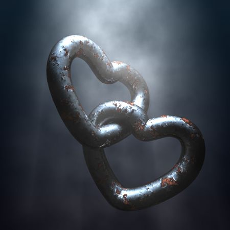 Two strong bonded love chains attached together - 3d illustrationの写真素材