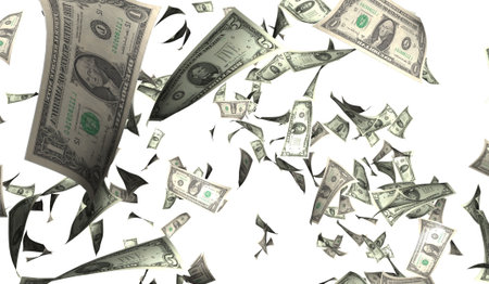 Flying money 3d illustration