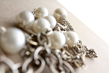 Beautiful Necklace jewelery in a moody atmosphereの写真素材