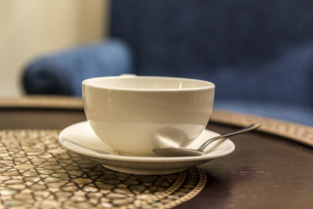  Cup of tea on mosaic surface の写真素材