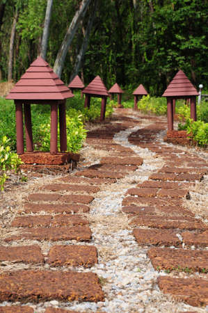 garden path of hotel in Prajinburi, Thailandの写真素材