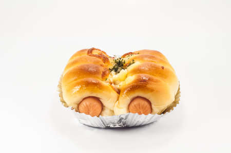 Bread with sausagesの写真素材