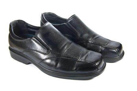 Men\'s leather shoes on white backgroundの写真素材