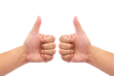 Man hand sign with thumb up
