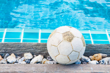 Old football, soccer ballの写真素材