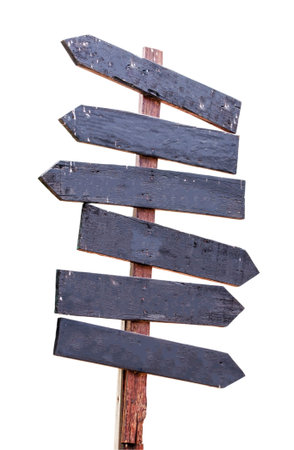 Wood sign isolated on white backgroundの写真素材