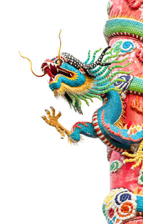 Chinese dragon statue isolated on white backgroundの写真素材