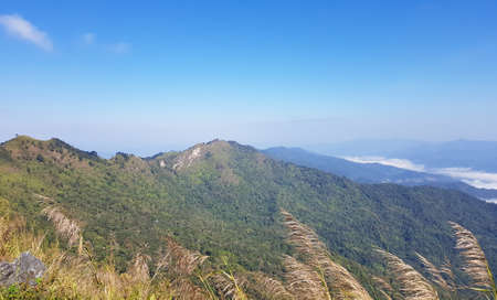 Landscape of mountains blue sky and cloud in chiang rai, Thailandの写真素材