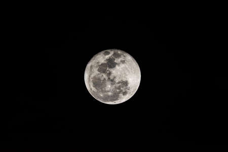 Super full moon on dark sky, December 4, 2017の写真素材