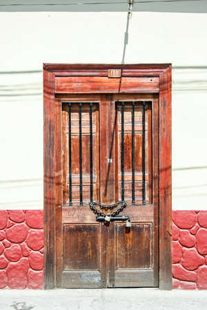 locked wooden doorの写真素材