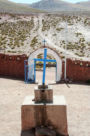 blue cross in desertの写真素材