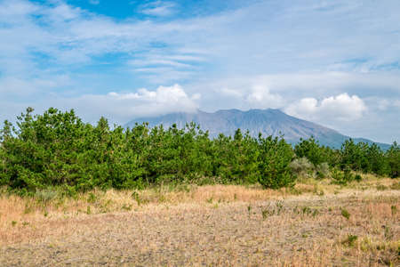 Landscape view of the Sakurajima active volcanoの写真素材