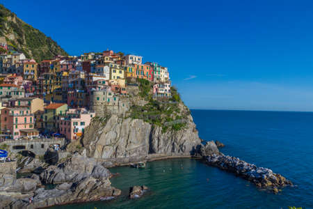 Cinque Terre, a number of old seaside villages in Italyの写真素材