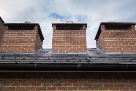 three brick chimneysの写真素材