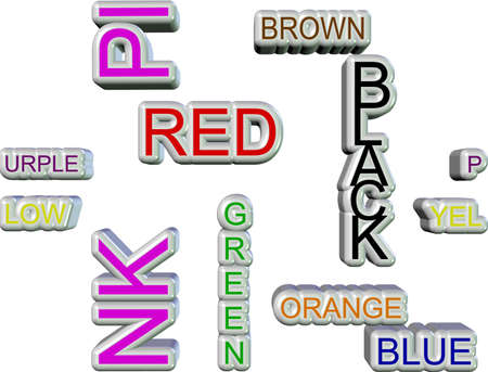 3d text illustration of colors as a seamless wallpaper on white with ridged extrusionのイラスト素材