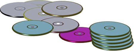 compact disks in colors and stacked on white and in 3d のイラスト素材