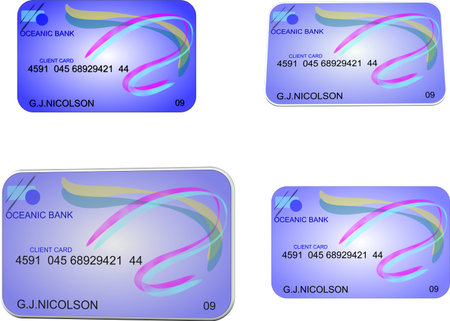 bank cards in 2d and 3dのイラスト素材