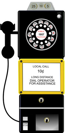 payphone in 3d on white from 1950's eraのイラスト素材