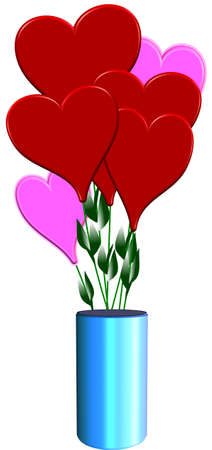 3d hearts from the heart in 3d vase on whiteのイラスト素材