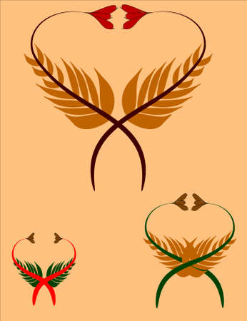 feather branch heartsのイラスト素材