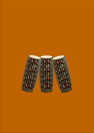 bongo drums with african patterns on creme background