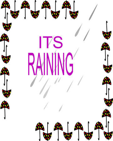 its raining frame with umbrellas on white in 3dのイラスト素材