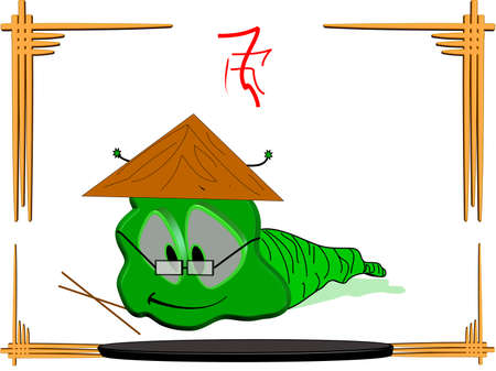 willy worm visits china in 3d on whiteのイラスト素材