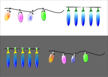christmas lights  on white illustrationのイラスト素材