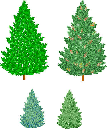 various types of christmas trees with cones in 3dのイラスト素材