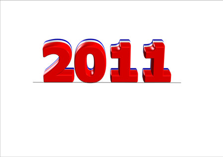 2011 text for new years in usa colors in 3d on white