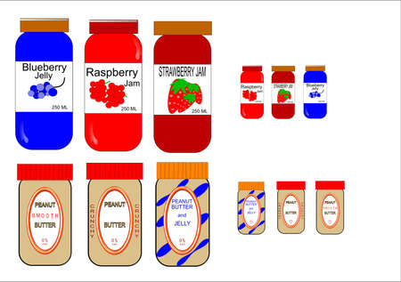 peanut butters and jams on white vectorsのイラスト素材