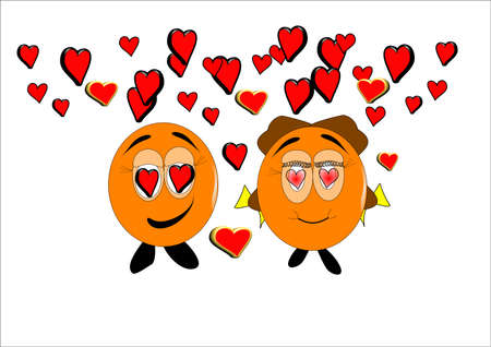 valentine smileys on whiteのイラスト素材