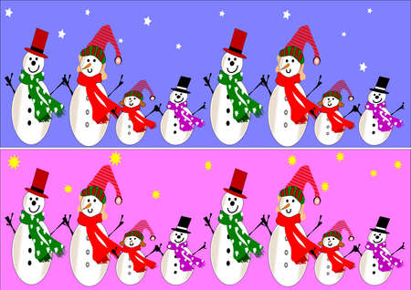snowman family bannersのイラスト素材