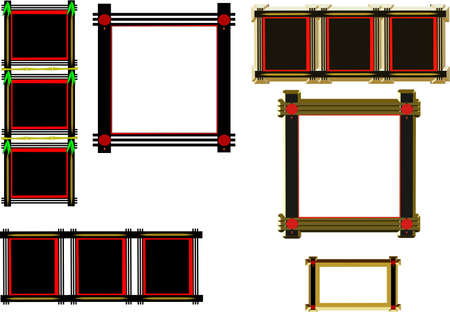 oriental black frames on white in 3dのイラスト素材