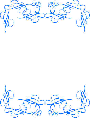 double level swirl frame in blue on white vectorのイラスト素材