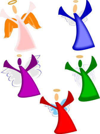 christmas angels on whiteのイラスト素材