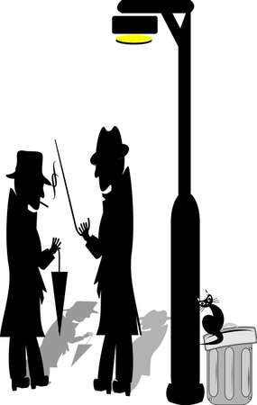 men under lamppost のイラスト素材