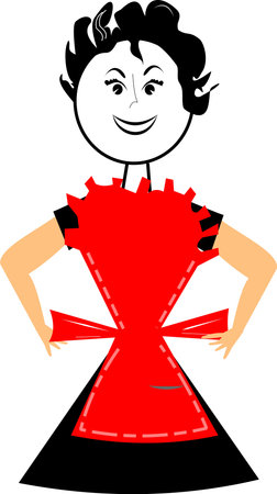 mom in apron sketchのイラスト素材