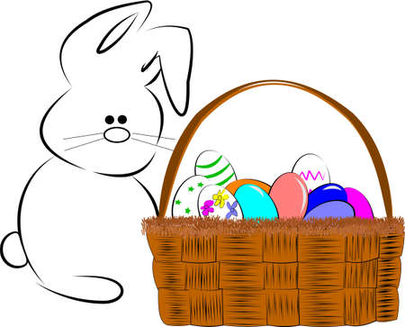 easter bunny with basket of eggsのイラスト素材