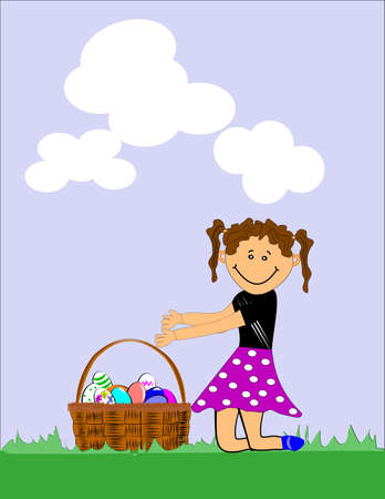 lil girl at easterのイラスト素材