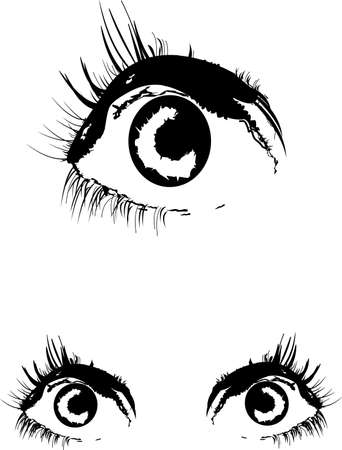 eyes in two styles over white vectorのイラスト素材