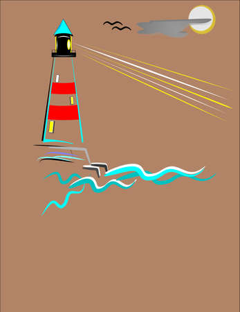 lighthouse on rocky shore のイラスト素材