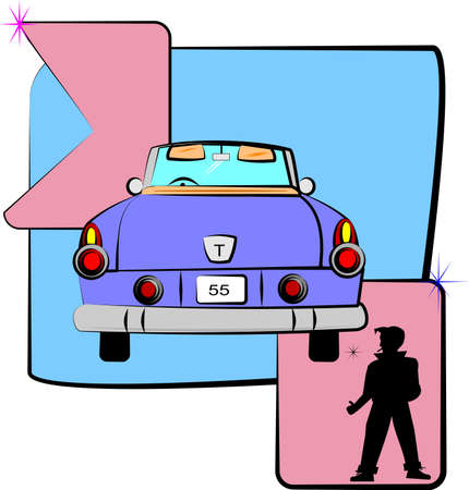 1955 thunderbird convertible sketch over whiteのイラスト素材