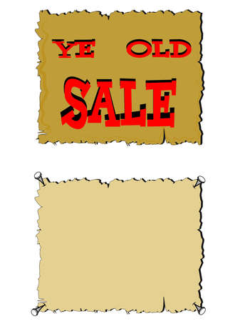 ye old sale sign on parchment in two stylesのイラスト素材