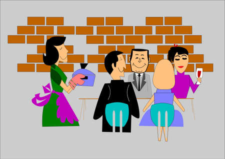 dinner with friends のイラスト素材