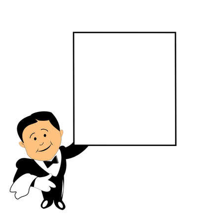 waiter with blank board for your message のイラスト素材