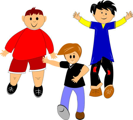 happy kids in retro styleのイラスト素材